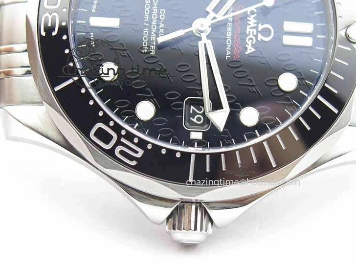 1228 Seamaster 300M 007 SS MK 1:1 Best Edition Black 007 Dial Ceramic Bezel On SS Bracelet A EasyCare 8178